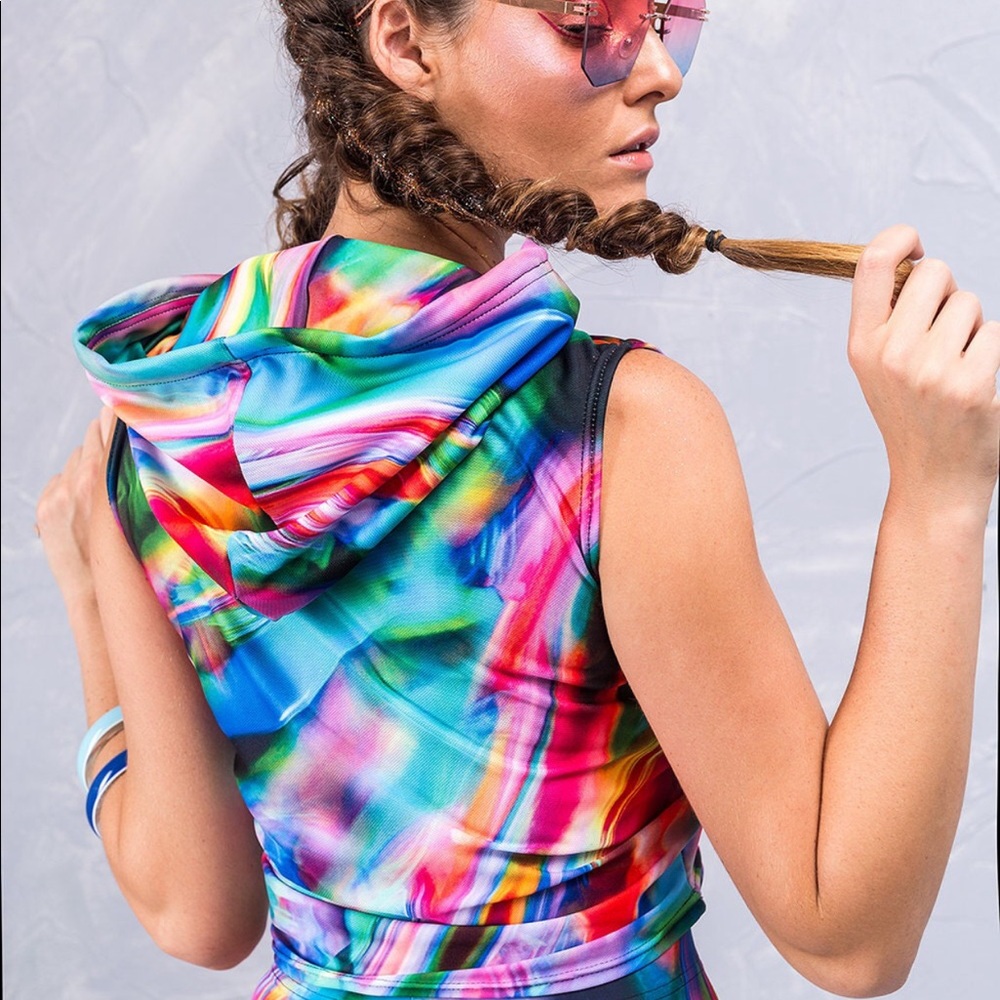Badinka Holographic Hooded Crop Top